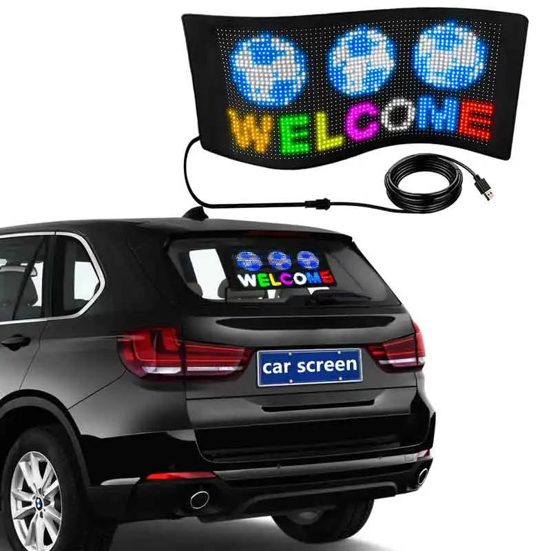 Car LED Display Sign LED Soft Screen RGB Foldable Bluetooth APP Programmable Message Board for Car Rear Window Advertising Light