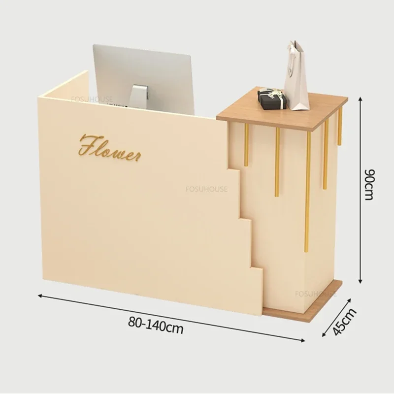 Modern Simple Office Reception Desks Clothing Store Front Desk Cashier Small Bar Table Beauty Salon Reception Desk Counter Z