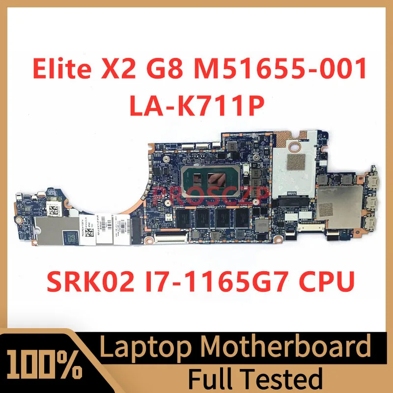 

M51655-001 M51655-501 M51655-601 M53510-601 For HP EIite X2 G8 Laptop Motherboard LA-K711P With SRK02 I7-1165G7 CPU 100% Tested