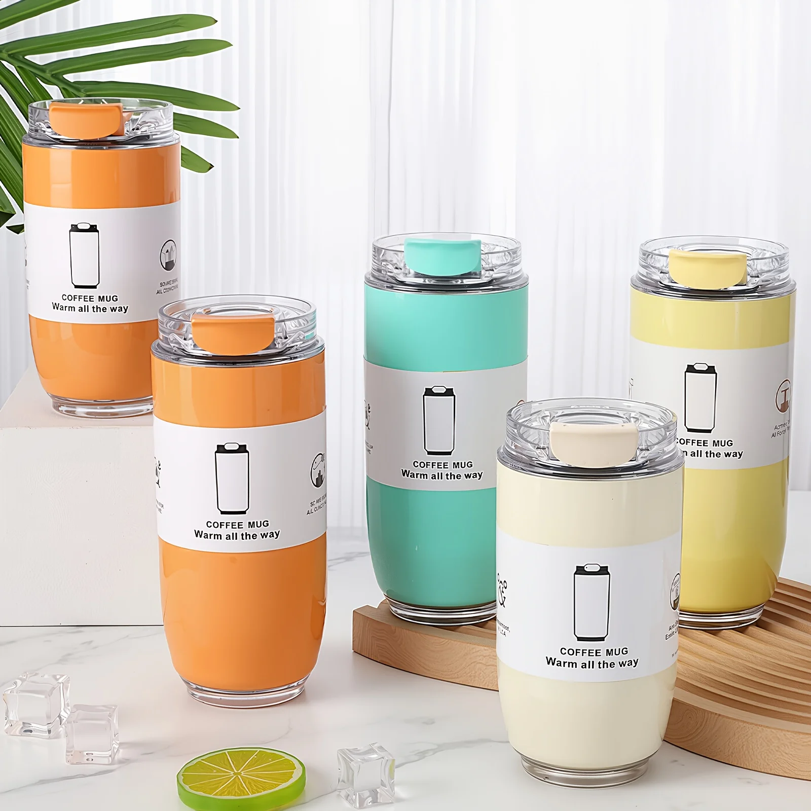 

15oz Stainless Steel Vacuum Travel Coffee Mug with Lid & Paracord Handle, Leak Proof Double Wall, BPA-Free, Spill Prevention