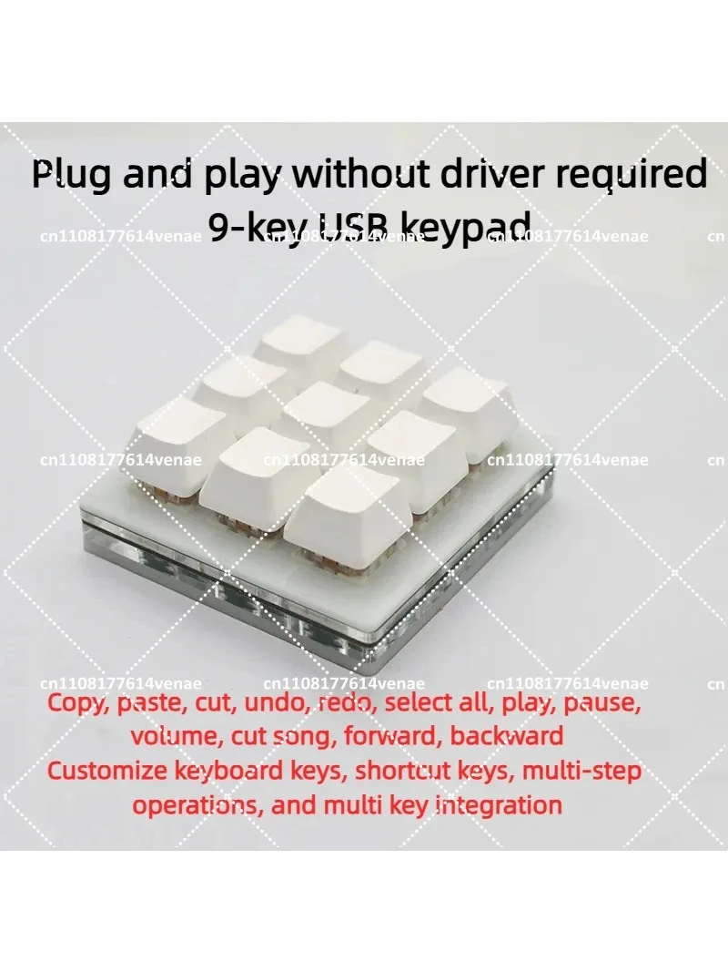 Mechanical 9-Key Keypad with Copy Paste Custom Shortcut Keys and One-Key Password Entry