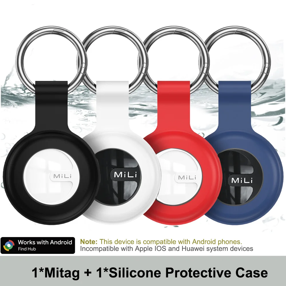 يعمل جهاز تعقب العلامة Mili Air Tracker مع Find My App Android (فقط) جهاز تعقب الأمتعة للمفاتيح والمحافظ مع سلسلة مفاتيح حامل