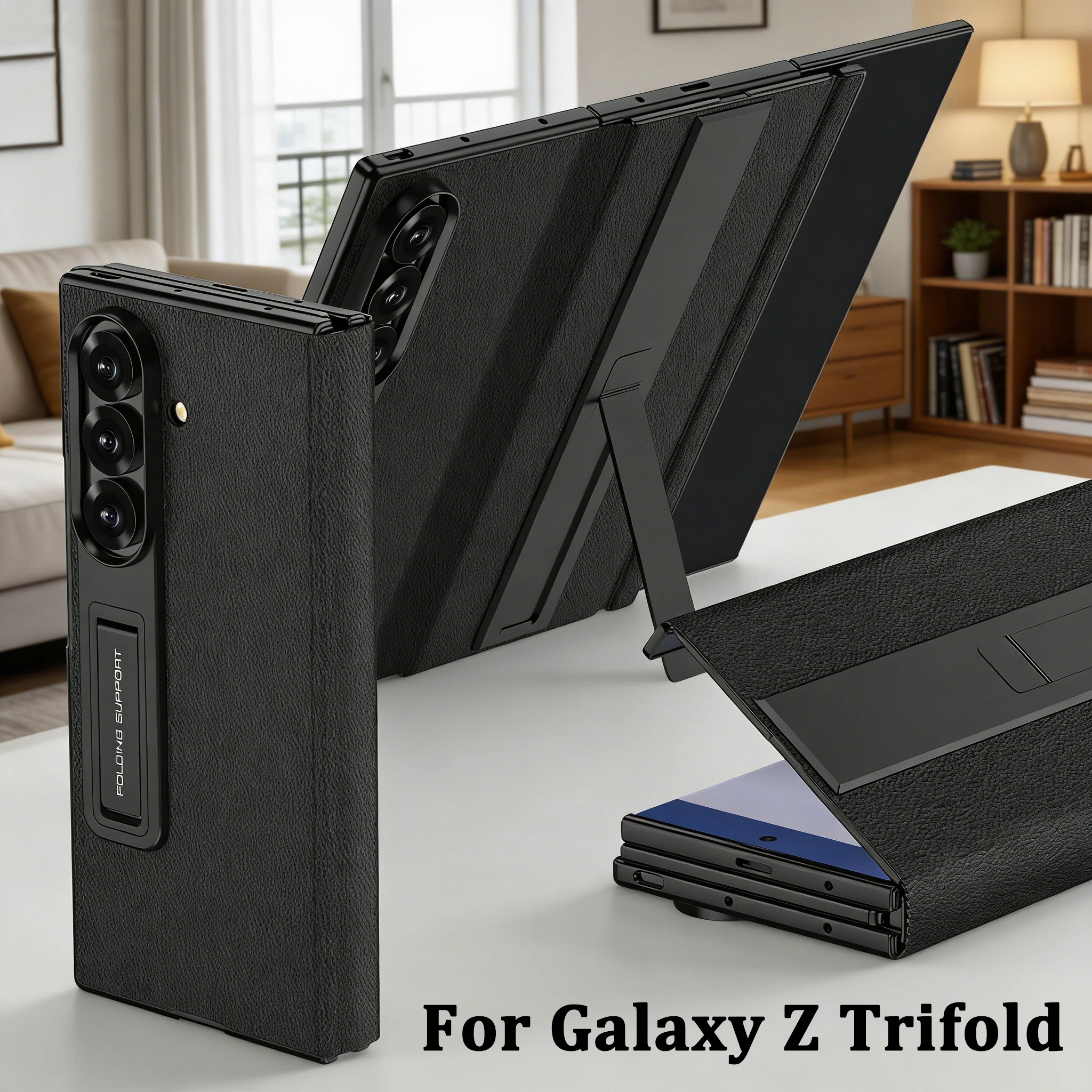 

For Samsung Galaxy Z Trifold Case Magnetic Hinge Fold Leather All-included Front Screen Glass Cover For Galaxy Z Trifold Case