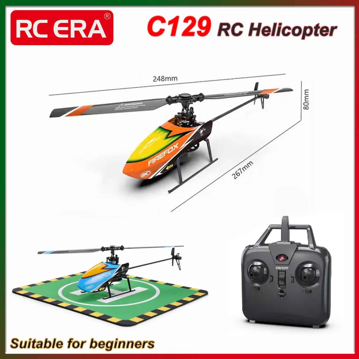 

Радиоуправляемый вертолет для начинающих C129 RTF, автоматический стабильный 2,4G, 4 канала, одиночный пропеллер без модель самолета, прочный, длительный срок службы полета