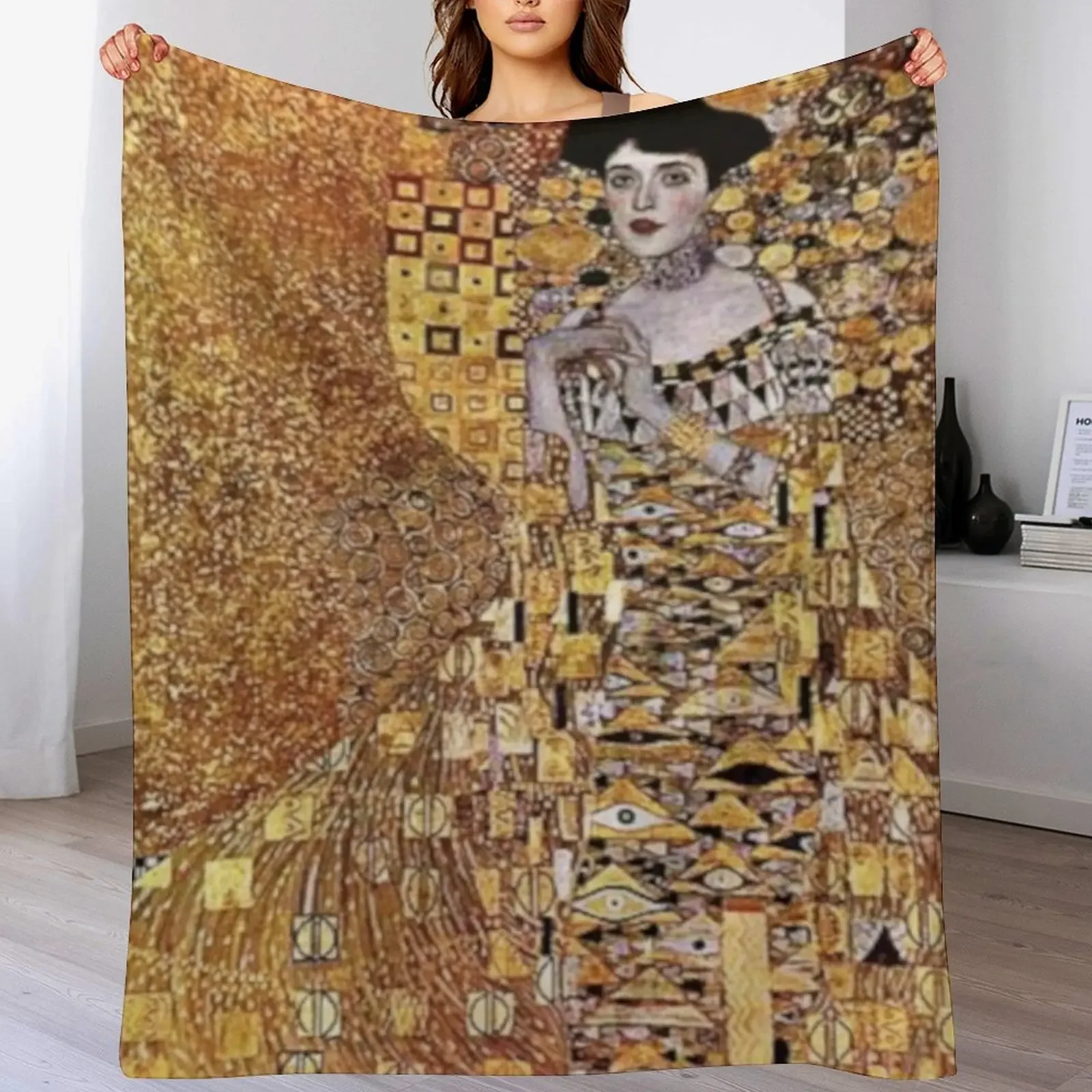 

Gustav Klimt| Portrait of Adele Bloch Bauer I | Art Nouveau Throw Blanket Stylish Couch Blanket for Home Living Room