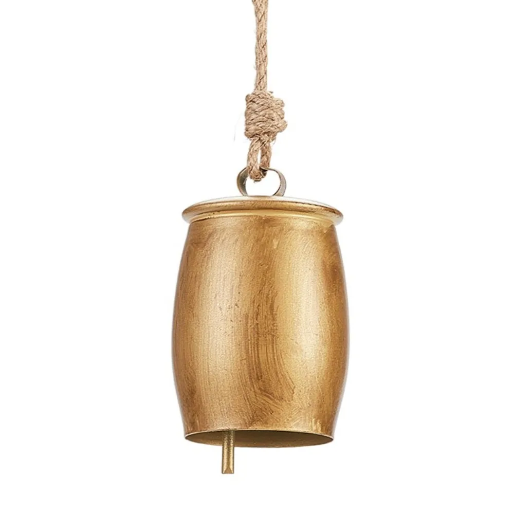 أجراس معلقة معدنية مصنوعة يدويًا، جرس مستدير مقاوم للتآكل، أجراس الرياح، حبل معلق، جرس الرياح بتصميم عتيق #1