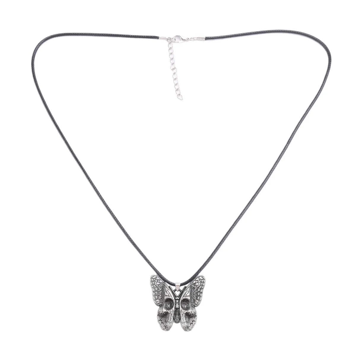 Butterfly with Skull Pendant Necklace Personality Chrom HipHop Halloween Jewelry Gift