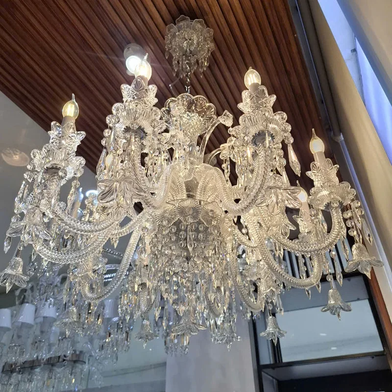 French luxury villa duplex building crystal lamp