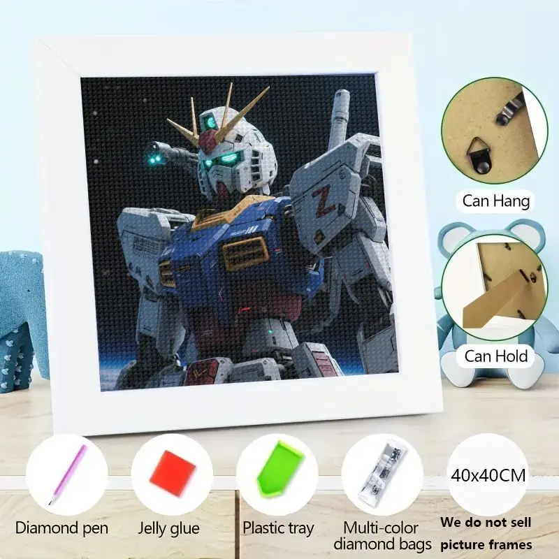

1PC DIY 5D Full Drill Diamond Painting Kit, Iconic Gundam Robot Mecha Anime Sci-Fi Hero Wall Art Decor, Complete Rhinestone Embr