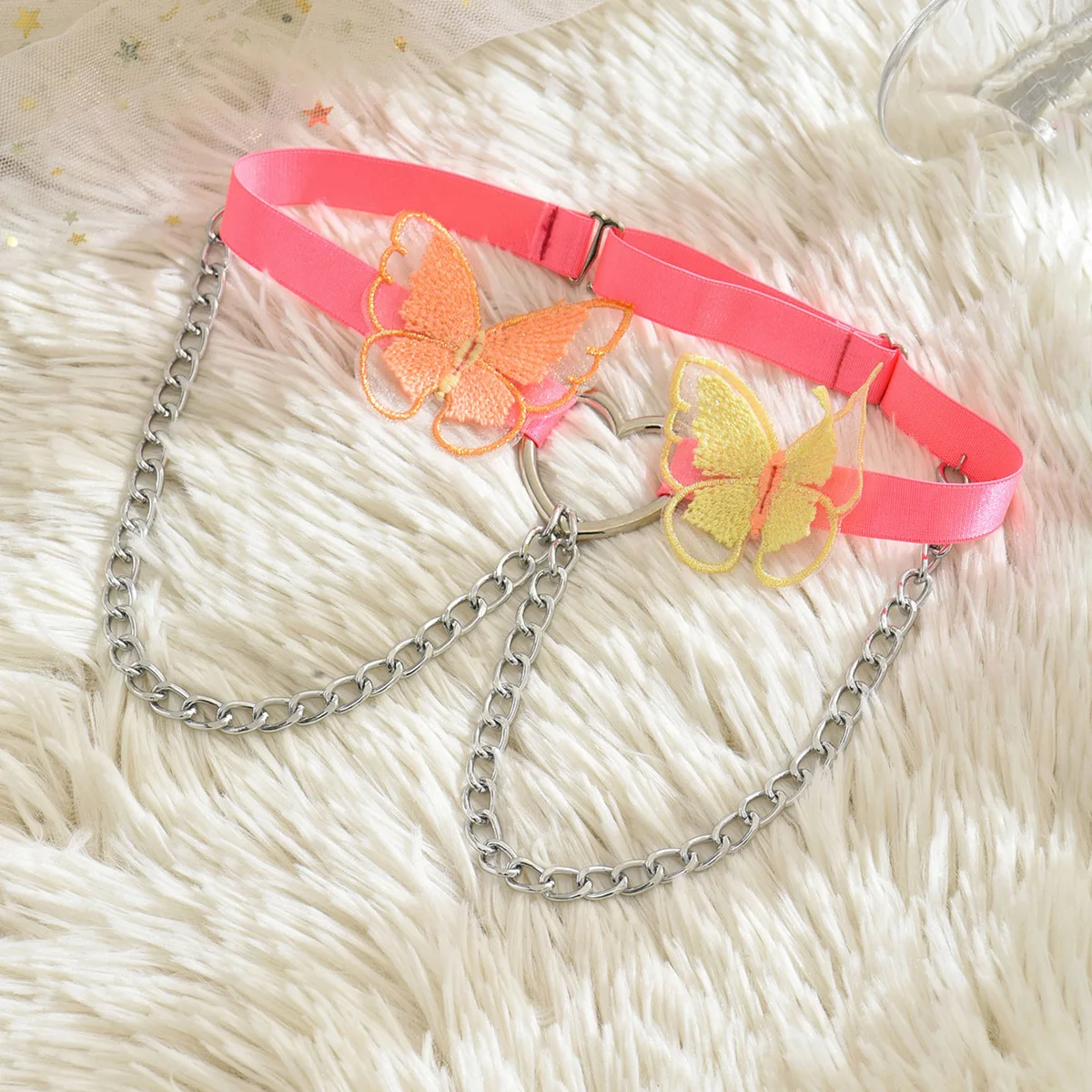 Anneau de jambe réglable en chaîne de jambe d'amour papillon de couleur Sexy pour jeune femme rose et tendre