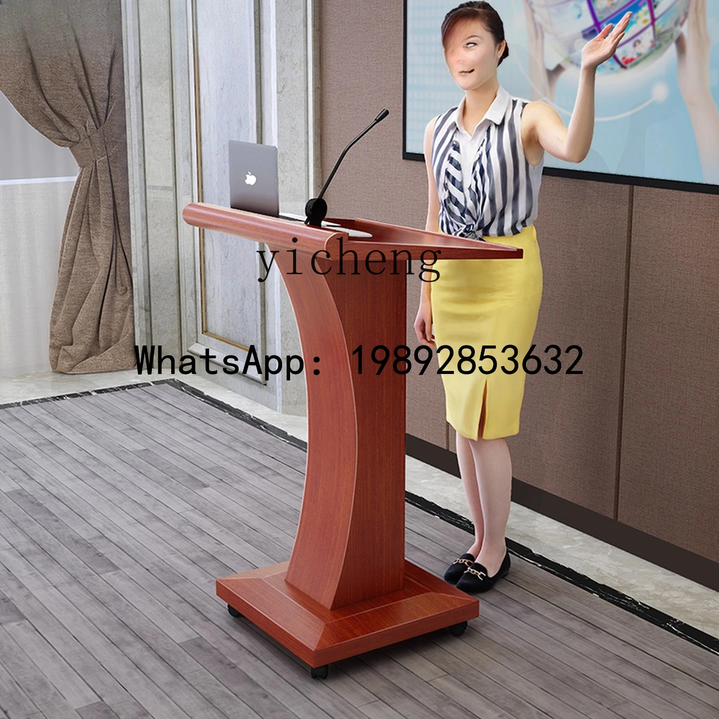 Simple Modern Movable Lectern Classroom Desk Solid Wood Chairperson's Speech Desk