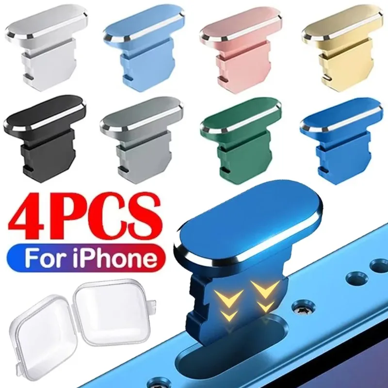 4/1Pcs Metal Plugs for iPhone 14 13 12 Smart Phone Water Proof Aluminum Alloy Anti Dust Plug for Apple Lightning Port Cover