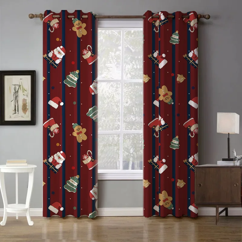 

Digital Print Snowflake Santa Reindeer Christmas Tree Curtains for Living Room Bedroom Holiday Festive Winter Wonderland Drapes