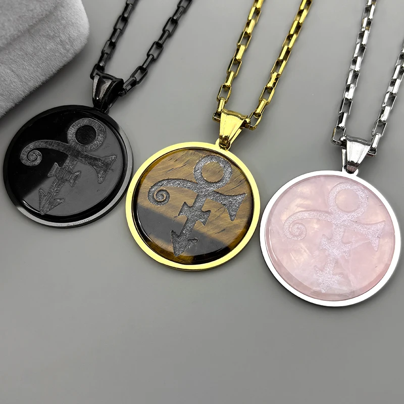 

RIP Memorial Symbol Love Logo Stainless Steel Necklace The Minimalism Artist Love Symbol Prince Necklace Natural Stones Jewelry
