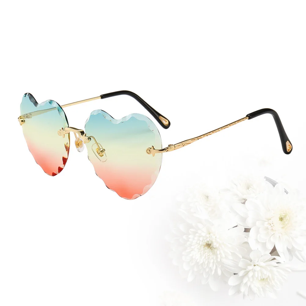 

Party Heart Sunglasses Rimless Anti-Uv Lightweight Durable Stylish Glasses Photo Prop Fun Eyewear Accessory Rimless Sunglasses