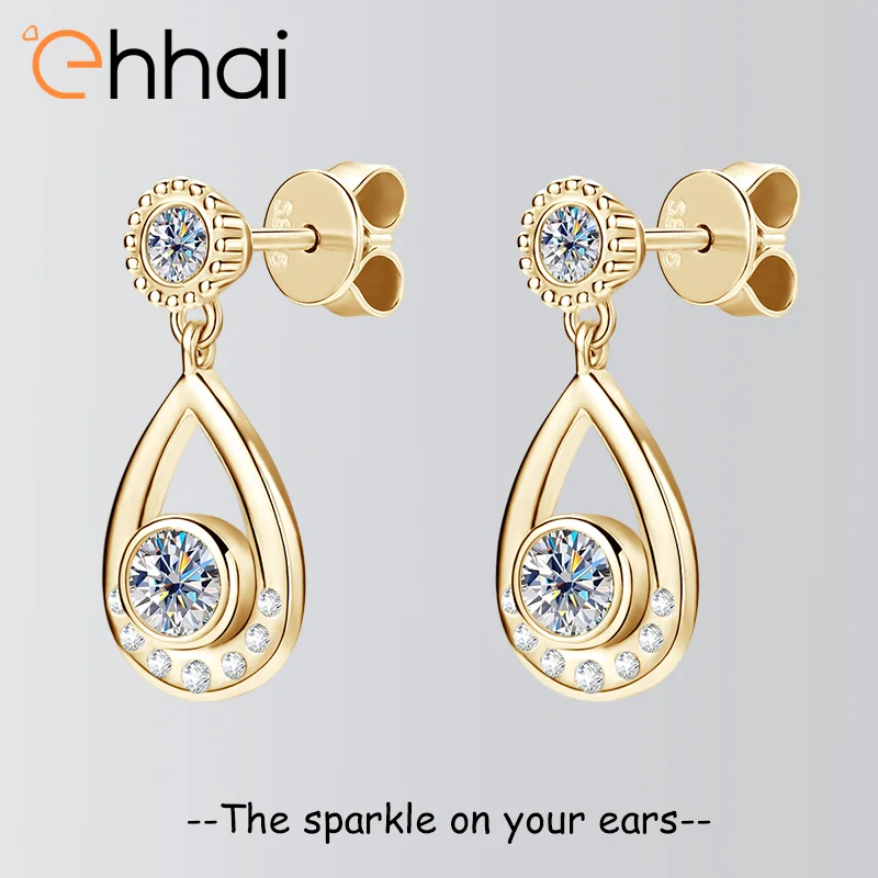 

Ehhai Certified Round Moissanite Stud Earring for Women Real 925 Sterling Silver Piercing Earrings Fine Jewelry Gifts Pendientes