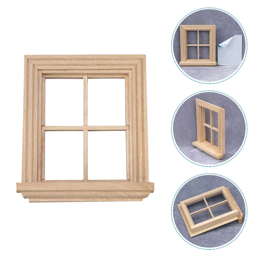 

Plain Four-pane Window Toy House Decors Furniture Miniatures Children Model Accessories