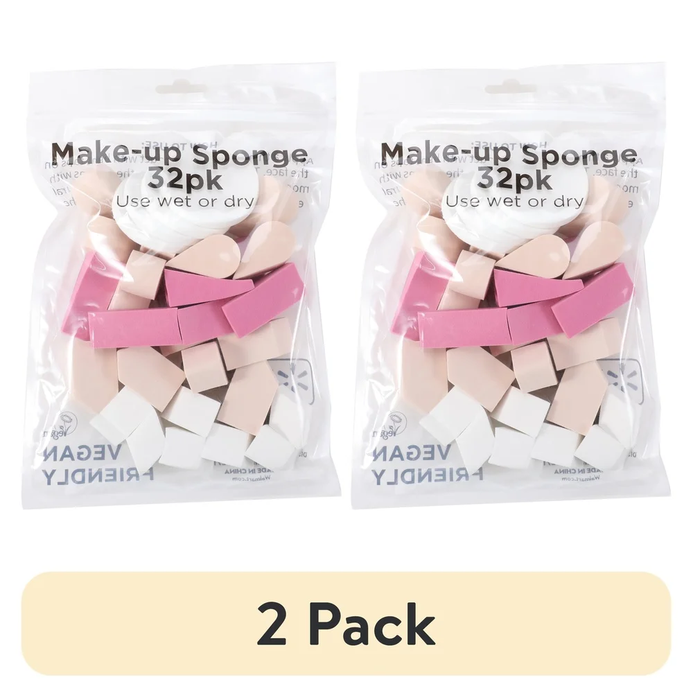 Paquete de 32 esponjas de maquillaje surtidas, sin látex, reutilizables, aplicadores cosméticos húmedos y secos, base líquida, corrector en polvo