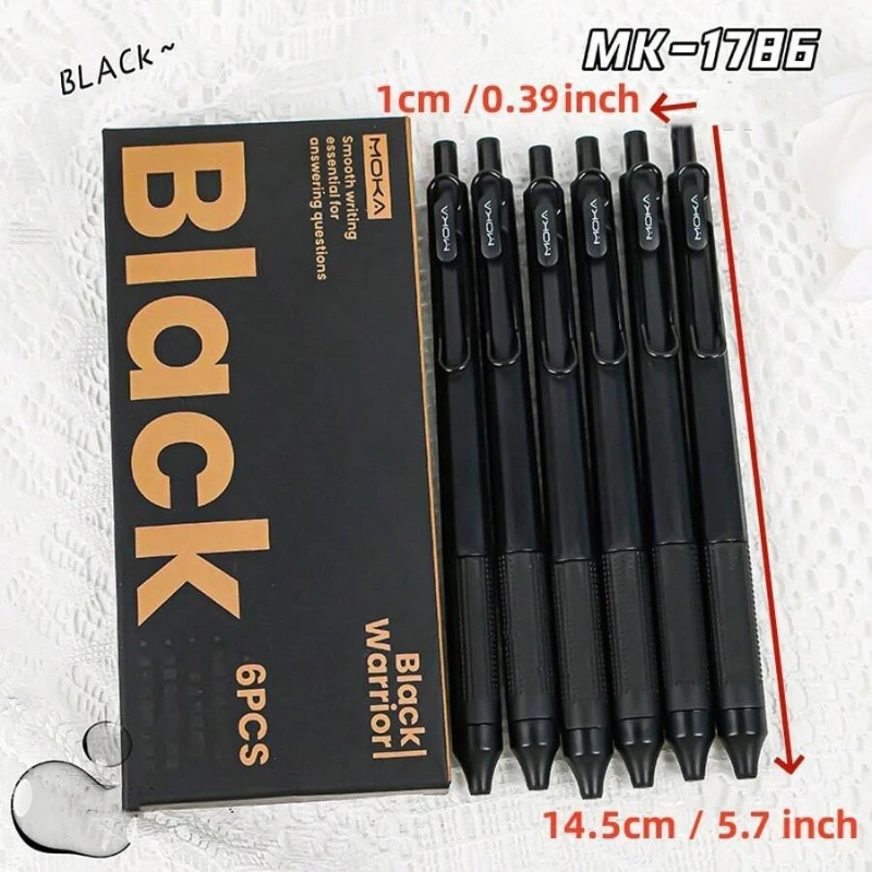 6pcs ,Retractable Gel Ink Pen,  Silicone Pen Grip ST Tip, Quick-Drying Ink No Smudge 0.5mm Black Ink,Smooth Writting ,Christmas
