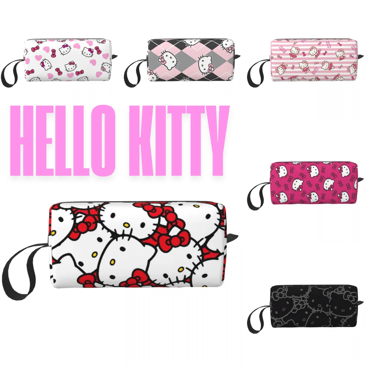 Hello Kitty Cute Makeup Bag For Necessaries Aesthetic Multi-purpose Cosmetic Bags Daily Graphic Woman Storage Organizers