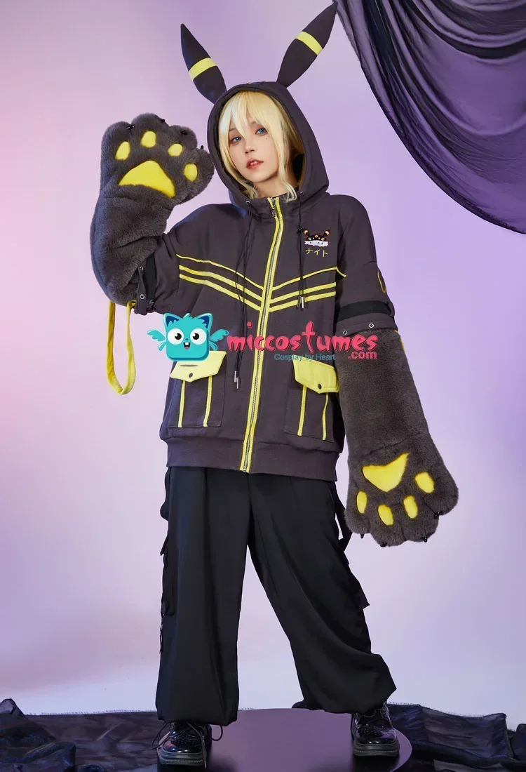 

In Stock Miccostumes PM Derivative Kawaii Moon Pullover Hoodie with Detachable Bag Design Furry Paw Gloves Sweatshirt