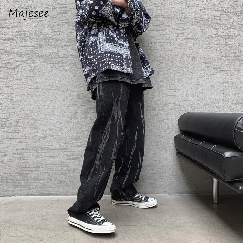 

Jeans Men Design Handsome Fashion Korean Style High Street Full Length Hip-hop Casual Loose All-match Chic Simple Youthful Cozy