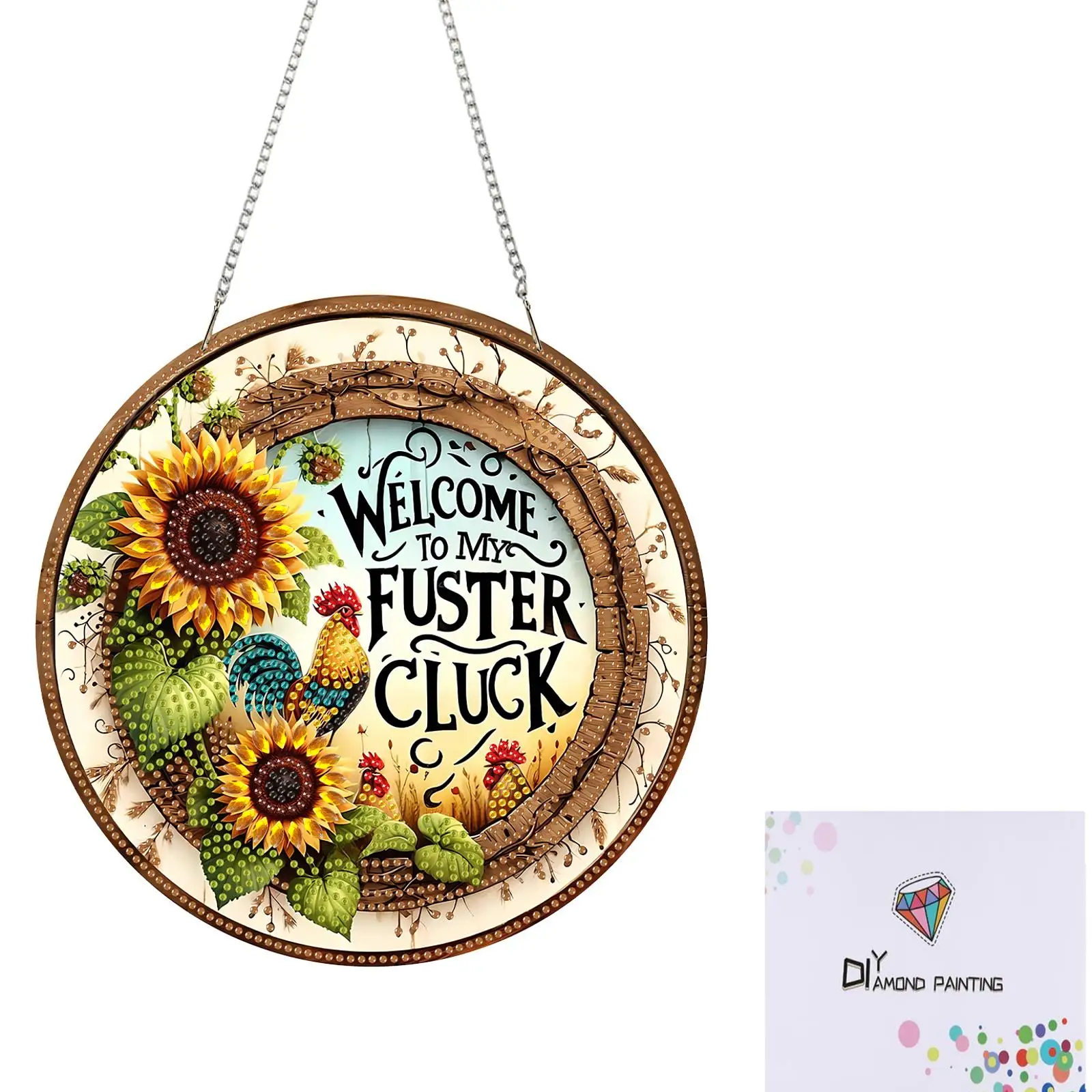 

Петух Подсолнух DIY 2D плоский акриловый кулон с алмазной живописью особой формы