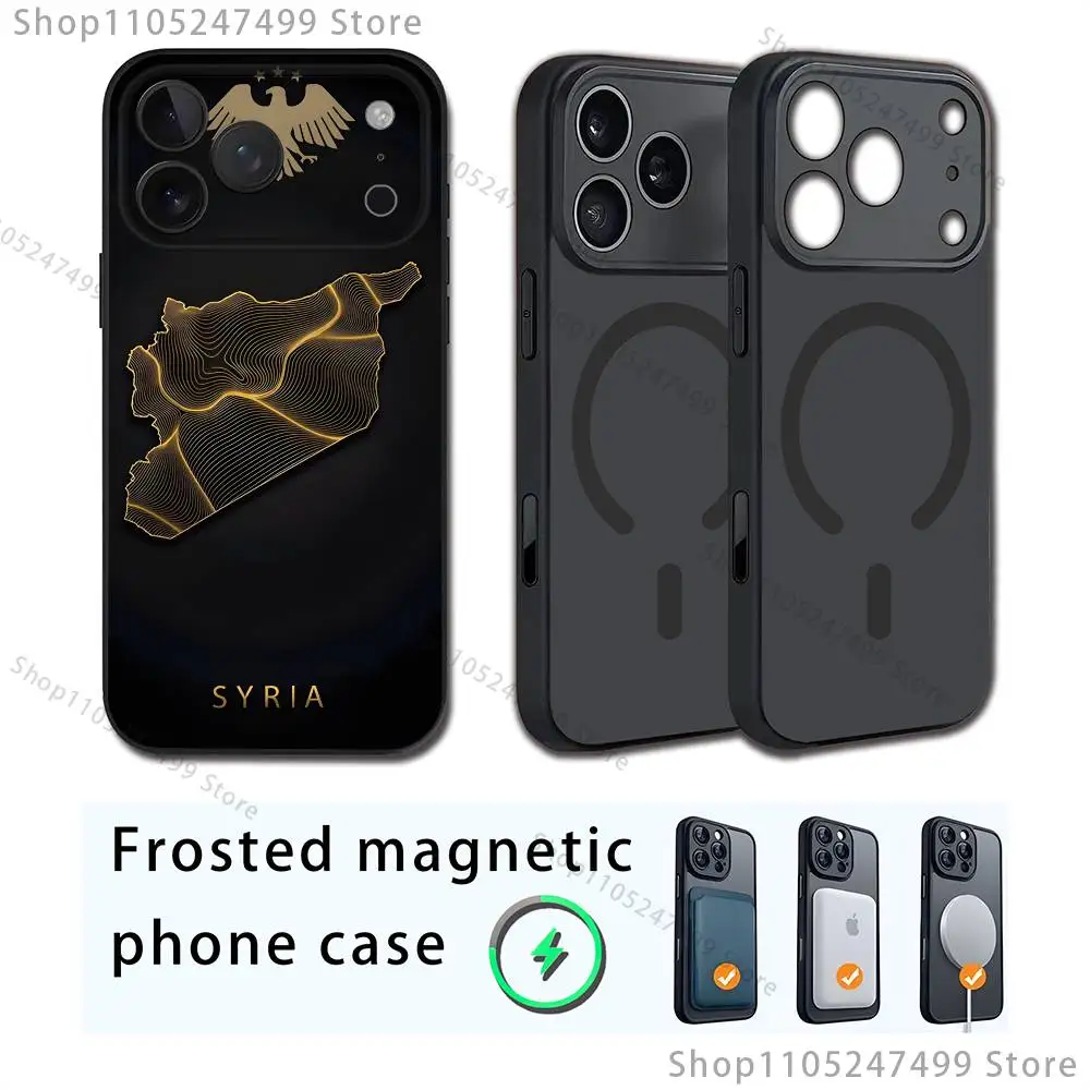 Telefono con logo dell'emblema della bandiera S-Syrian per iPhone 17,12,11,16,15,13,14,Pro,Max,Plus,Mini, per Magsafe, custodia di ricarica wireless magnetica