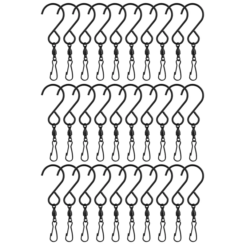 30Pcs Stainless Steel Swivel Clip Hanging Hook Multifunction S Shaped Hanger for Wind Chimes Bird Feeder Solar Light