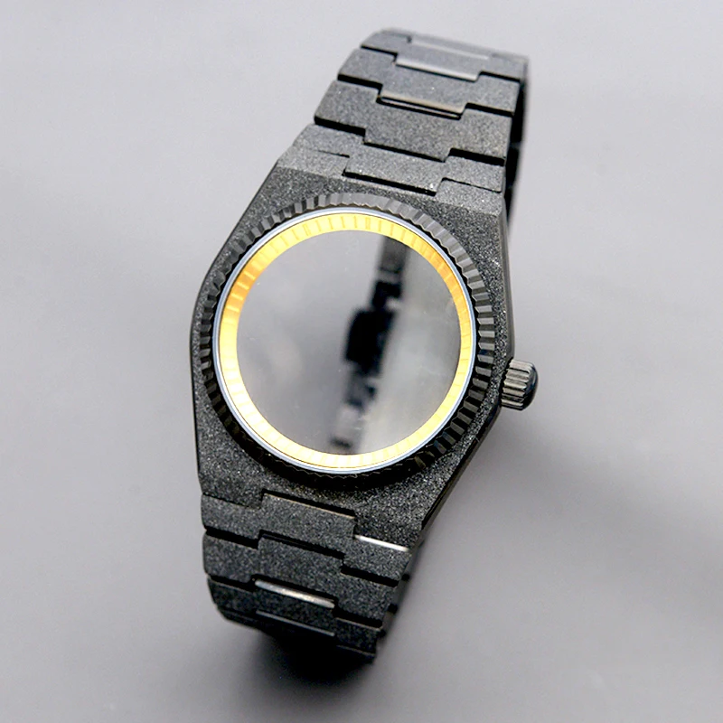 Black Grit Nail Sand Effect Watch Case Super Player PRX With Sapphire Glass 100M Waterproof Fit NH34 4R35 4R36 NH35 NH36 Gift