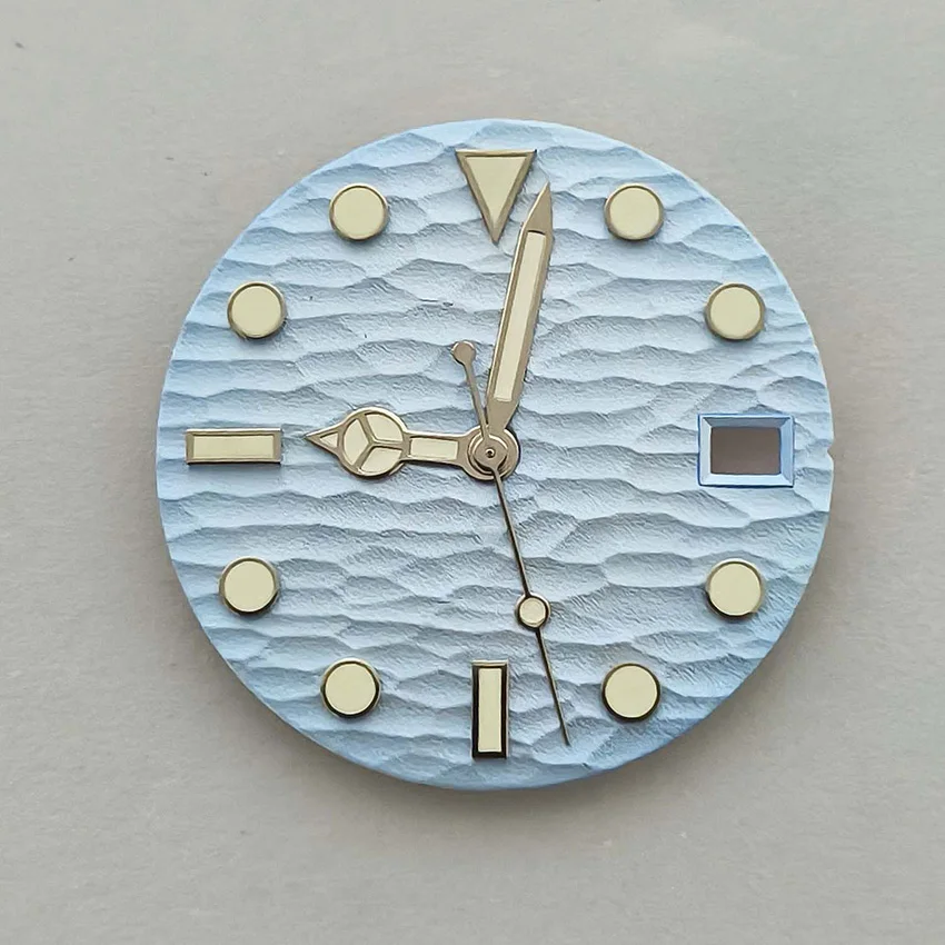 Grünes Leuchtzifferblatt für NH35 NH36 4R 7S Uhrwerk Einzelkalender 28,5mm Uhrenzifferblatt Silber Zeigersatz Armbanduhren-Zubehör – Detail 7