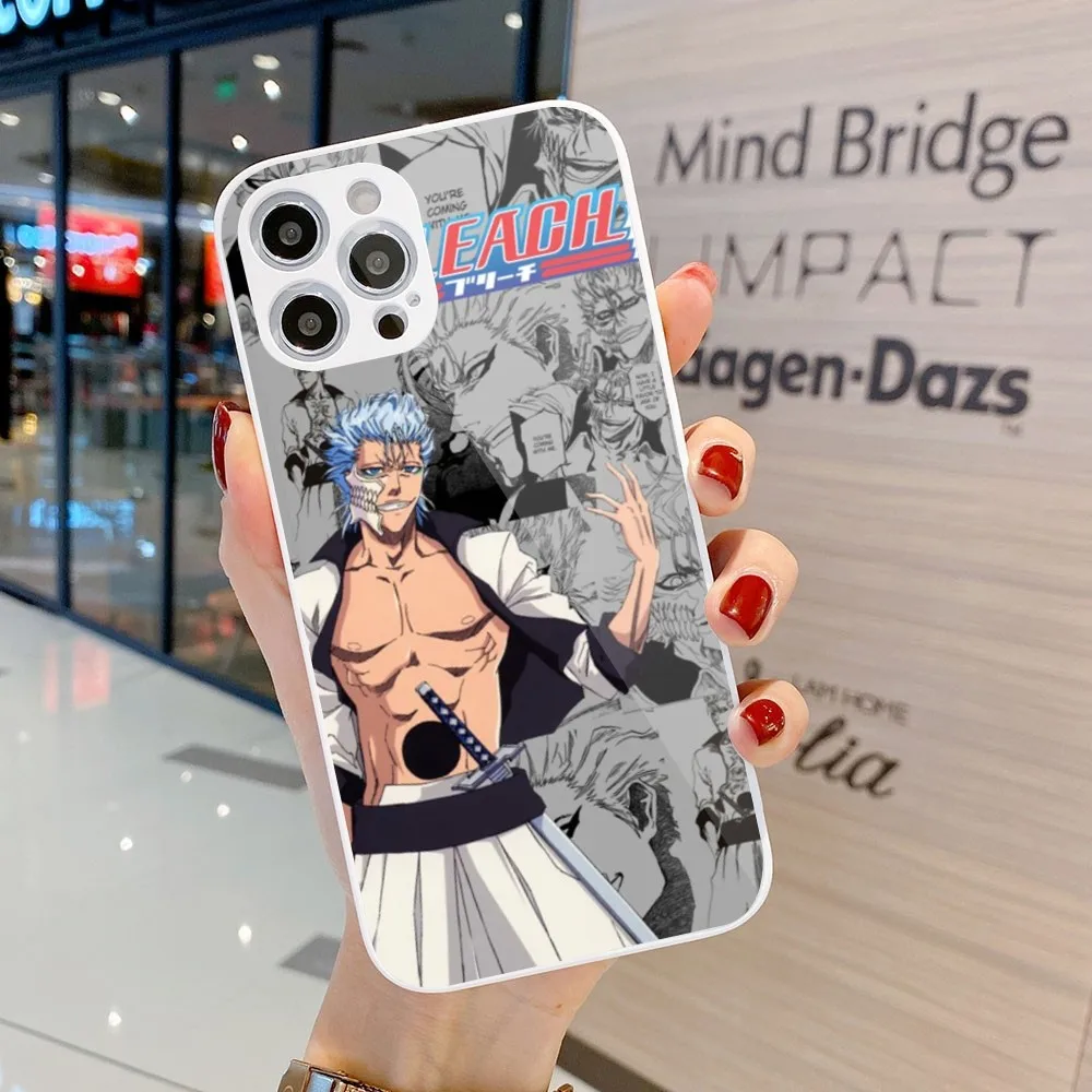 Bleach Grimmjow Mobile Cell Phone Case for iPhone 15 14 13 12 11 Pro Max X XR XS 8 7 Plus Liquid Glass Phone Cover Funda image 4