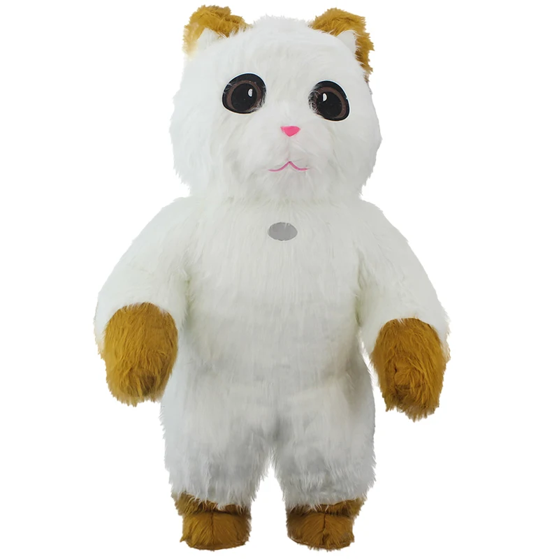 Pelzige aufblasbare Katze Kostüm Maskottchen Plüsch Maskottchen Tier kostüme für Erwachsene Kätzchen Fursuit Party Halloween Cosplay Anzug