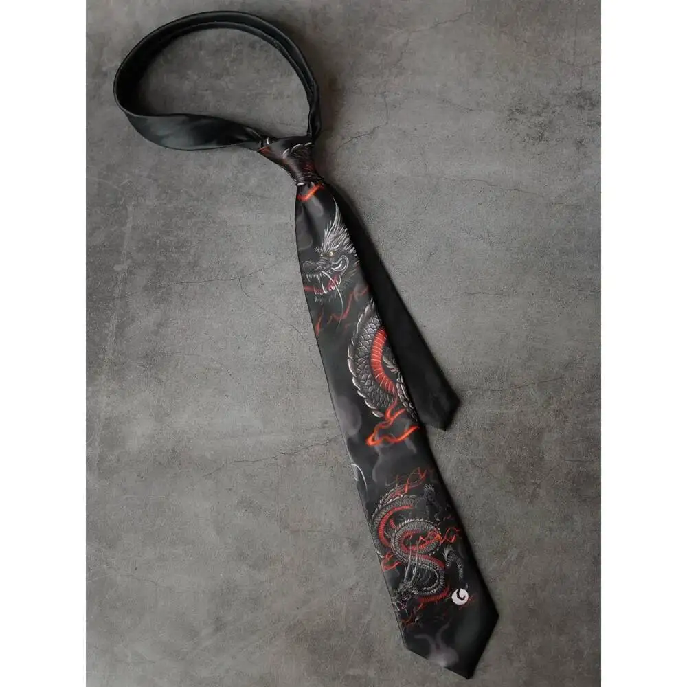 Gravata estampada casual diversão high-end estilo Wasteland juventude versátil uniforme camisa para mulheres e homens na moda literária legal