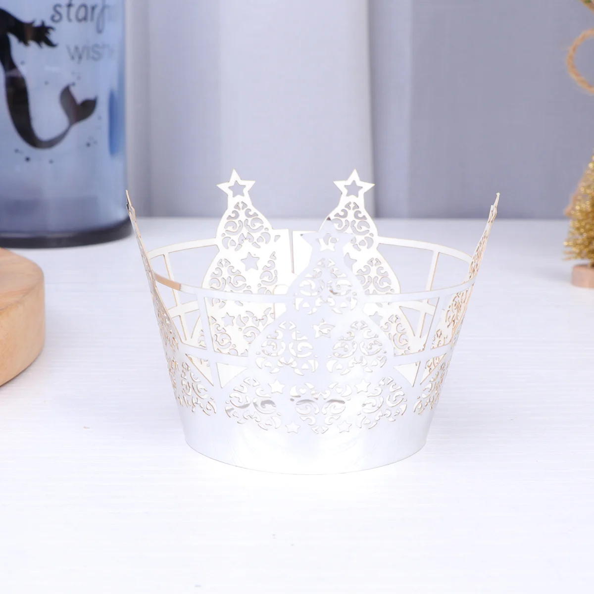 

50pcs Cake Paper Collars Christmas Cupcake Wrappers Moisture Retaining Non Stick Baking Liners For Party Dessert Muffin Cups