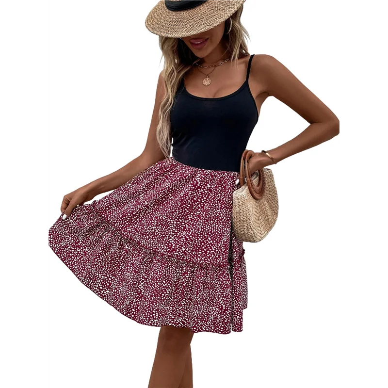 ASDS-Womens 2025 Summer Floral Mini Dress Boho Flowy Dresses Short Sleeveless Ruffle Spaghetti Strap Dress