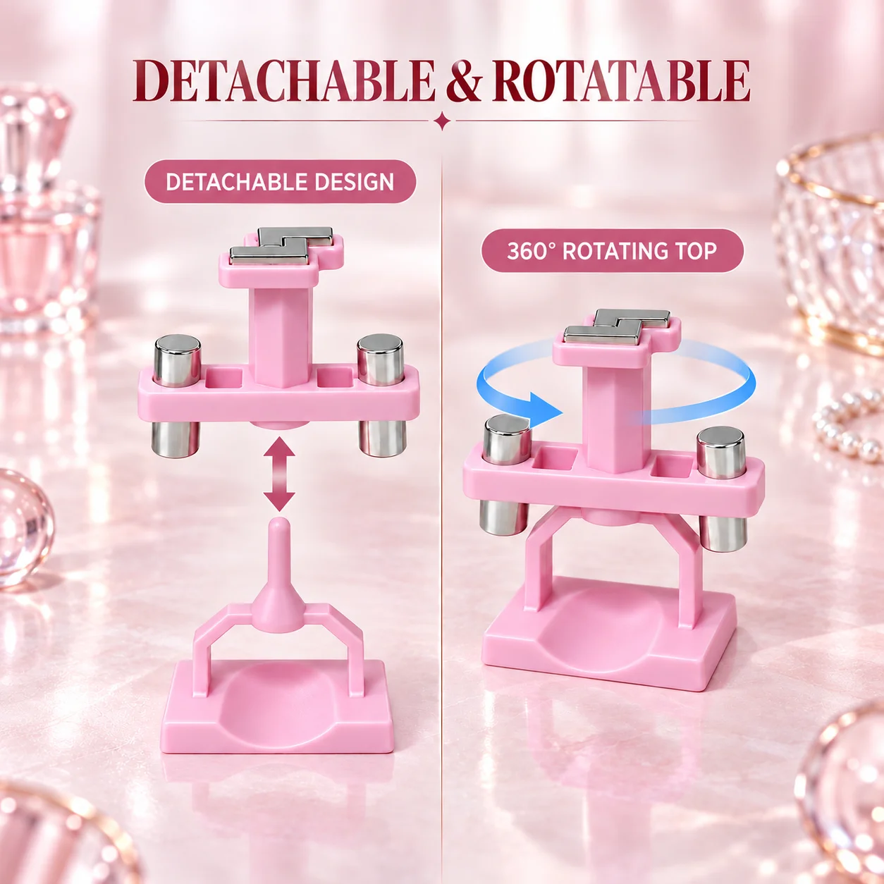 Upgraded Version 360 ° Rotating Cat's Eye Magnet Nail Art Tool, Powerful Multi-Magnet Gel Nail Polish Applicator, with S-Shaped and Double Cylindrical Magnets, Can Create 3D Glass Beads, Velvet, Halo, and Ribbon Effects, Suitable for Beginners Diy, Salon Use, Halloween and Christmas Gifts.