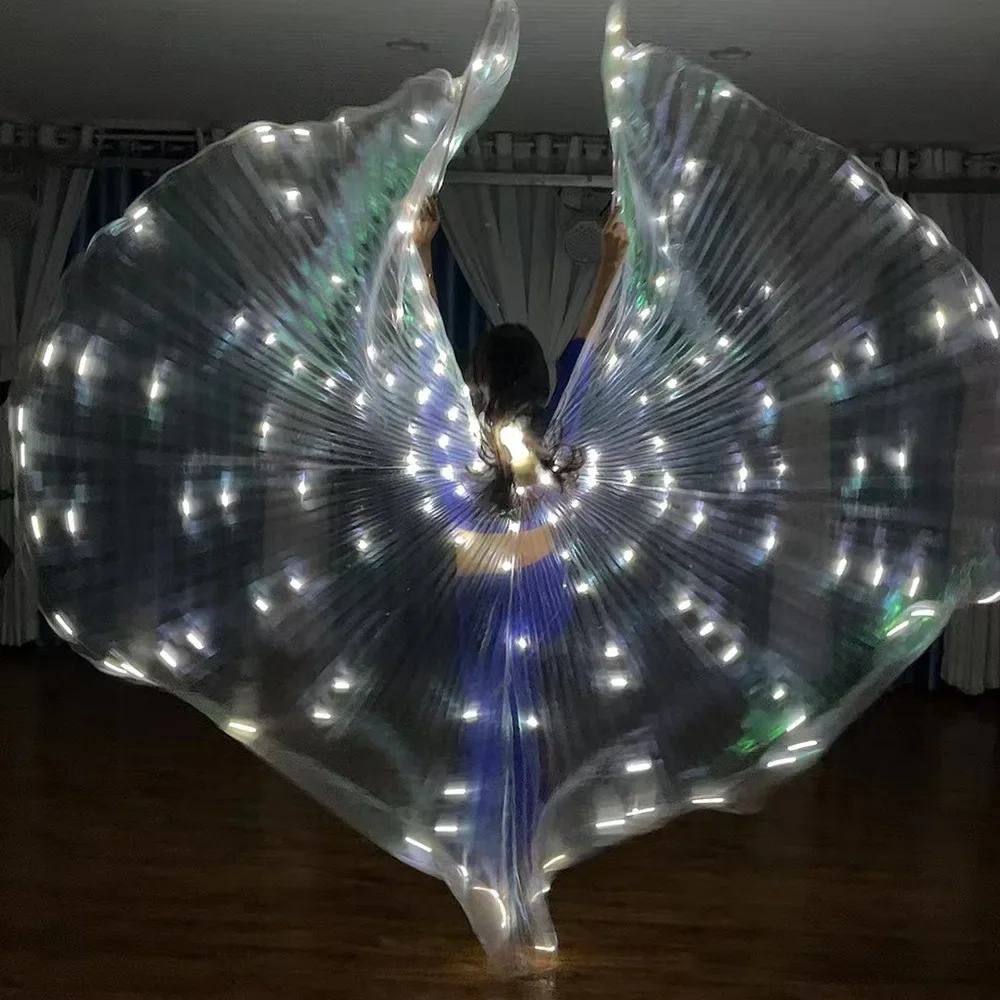 Blue White Auto Flash Led Isis Wings Belly Dance Stage Performance Light Wings Costumes Carnaval Party Show Dancewear