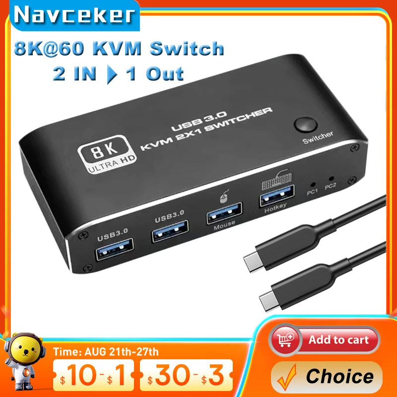 

Navceker HDMI 2.1 KVM Switch 4K 120Hz HDMI USB 3.0 KVM Switch USB 8K 60Hz 1080@240Hz USB KVM Switcher HDMI with USB 3.0 port PC