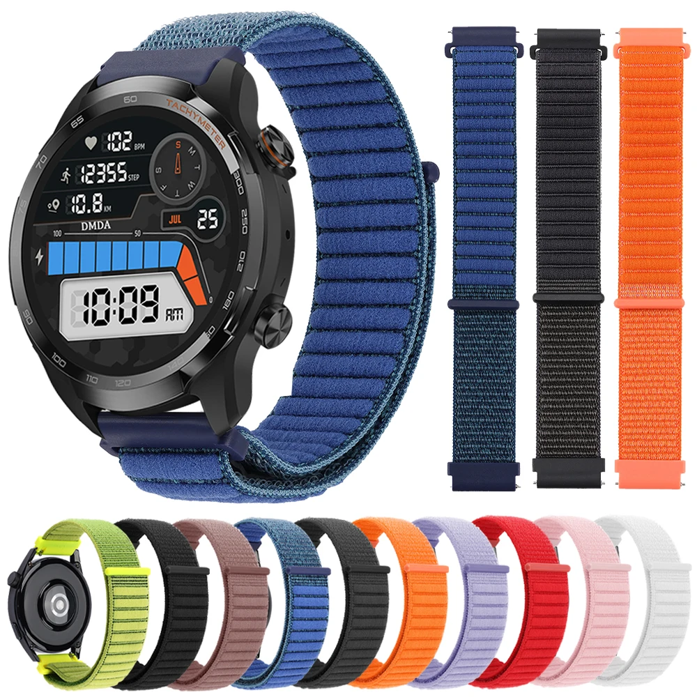 Nylon loop For TicWatch Pro 3 Ultra E3 E2 E S2 Pro X GTW 2021 Sports 20mm 22mm Watch band Bracelet Huawei watch Gt 5-4-3-2 strap