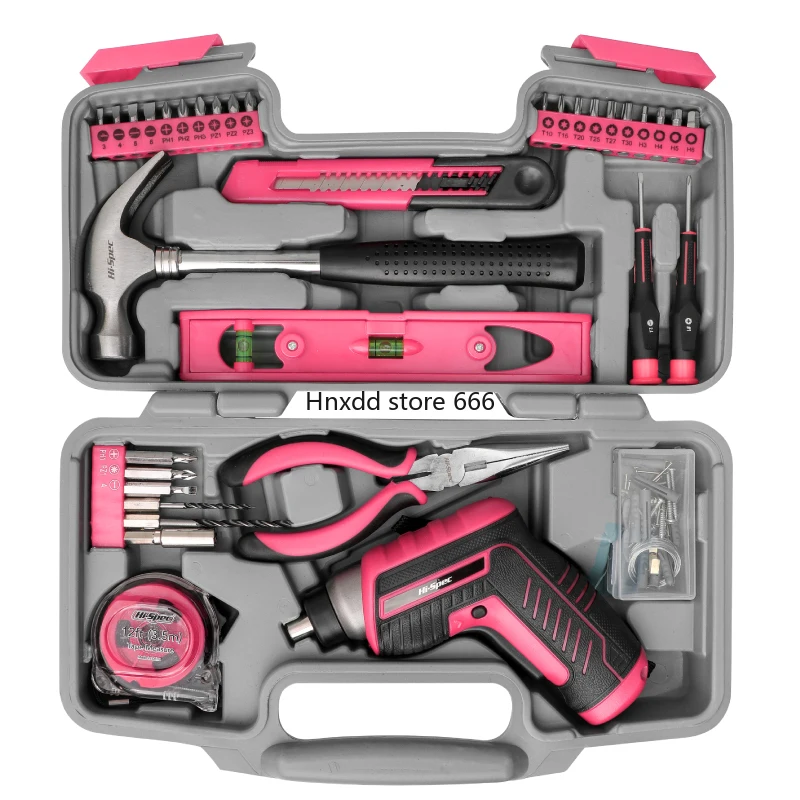Household Multifunctional Hardware Toolbox Set, chave de fenda elétrica, Daquan, família presentes