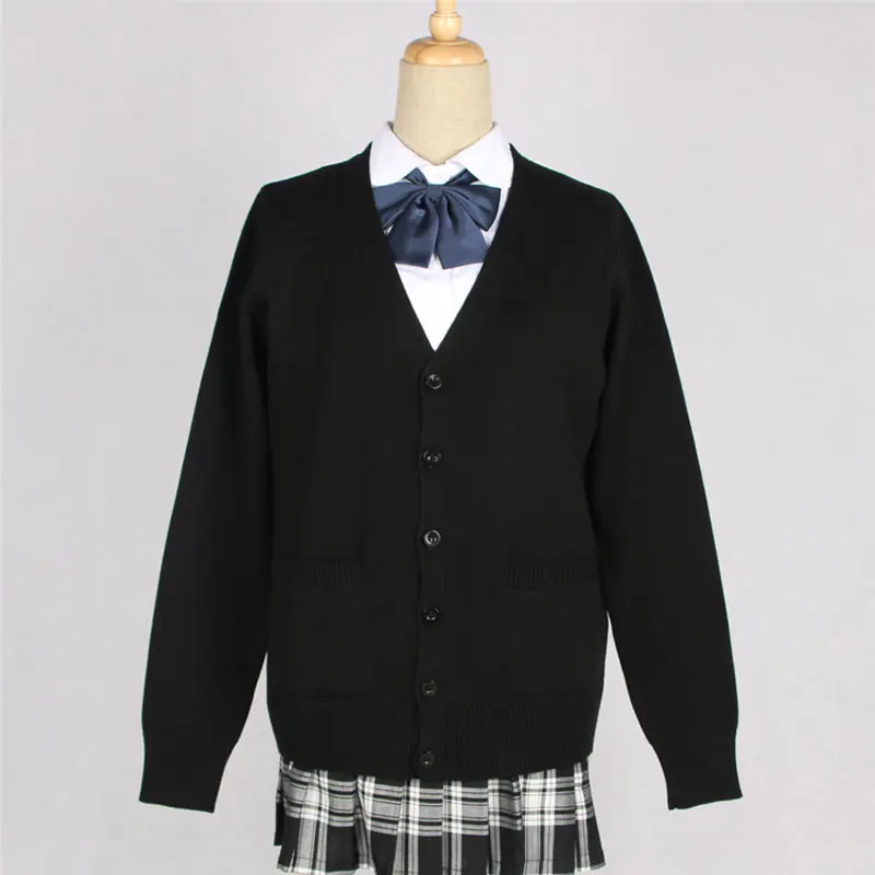 Japanse School Uniform Vrouwen Lange Mouw Gebreid Vest V-hals Trui Uitloper Jas Jas Voor Jk Herfst Winter Student Kleding