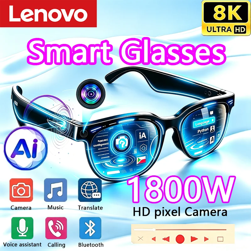 Lenovo AI Smart Glasses AI Translation Bluetooth Conversation Recording Listening To Music Smart Sunglasses for Adult 2026 New