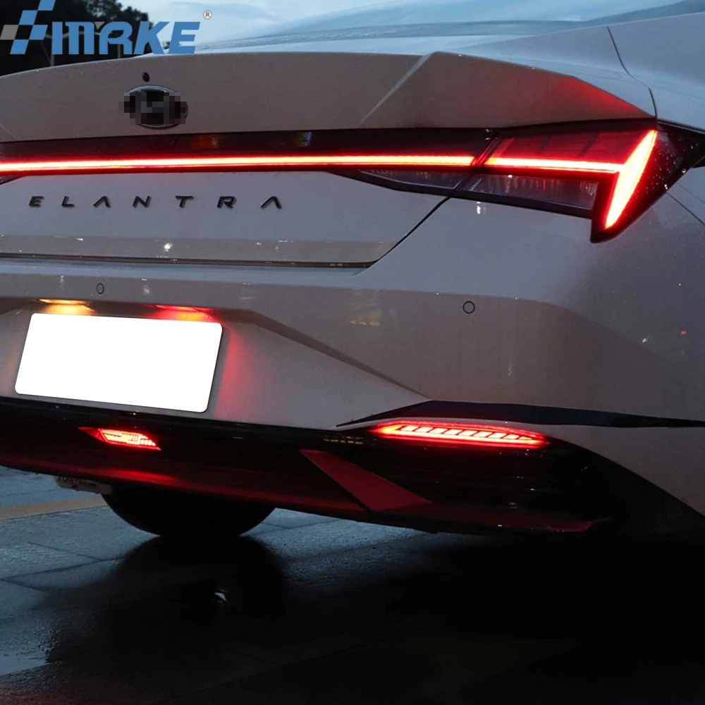 

Автомобильные светодиодные панели для Hyundai Elantra 2021 2022 3 в 1, функции, задний тормосветодиодный, стояночный сигнал поворота, предупреждающий отражатель бампера