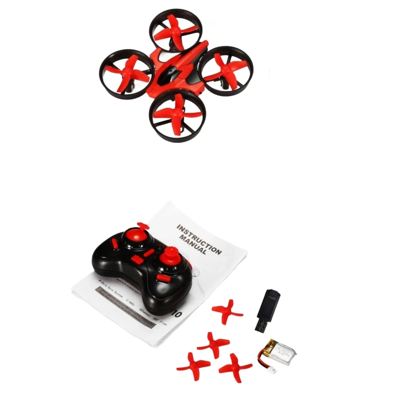 Nihui E010 2.4G 4CH 4-Axis Gyro MINI RC Quadcopter PK Eachine 010 JJRC H36 Small Drone Aircraft Mode W/ Extra Batteries DIY