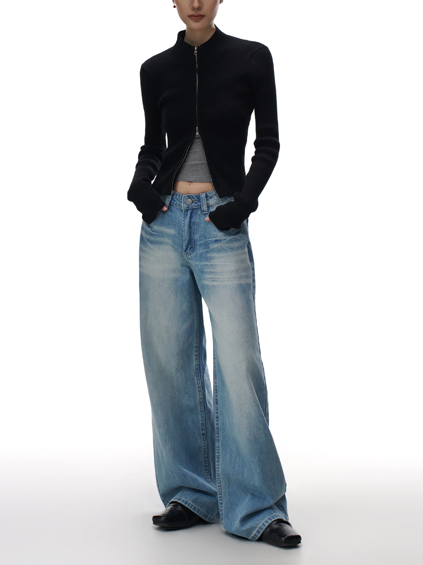 

American Retro Wide Leg Denim Jeans Women's Spring New Waed Slim Straight Loose Pants Casual Cotton l Waist
