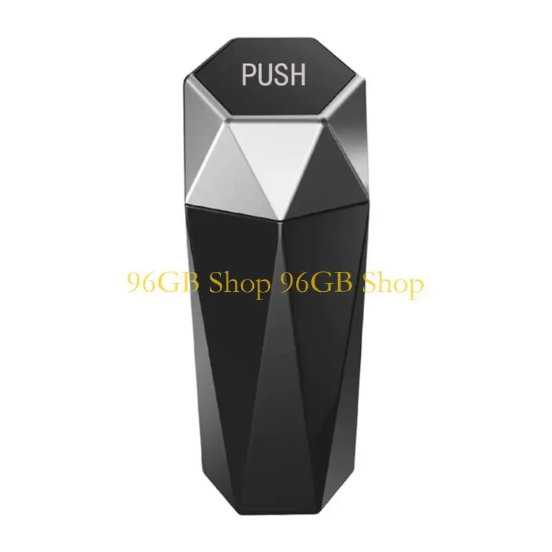 96GB Car Interior Small Trash Can Dustbin Garbage Bin Storage Case Bucket Push Lid