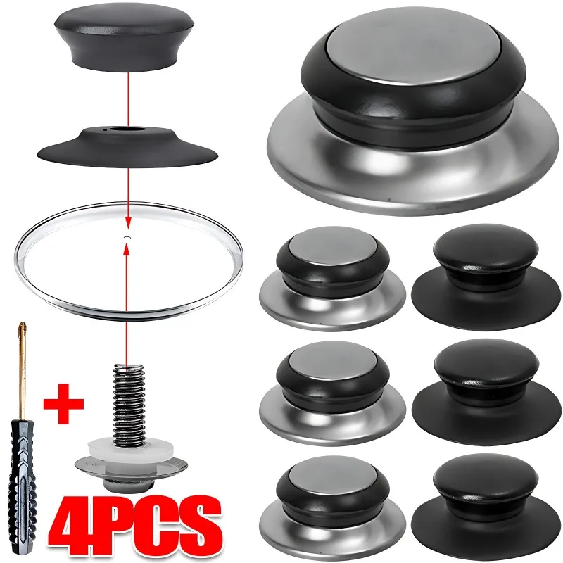 4/1PCS Replacement Knob Handle For Glass Lid Knob Handle Stainless Steel Pot Pan Cover Cookware Handle Accessories Kitchen Tools