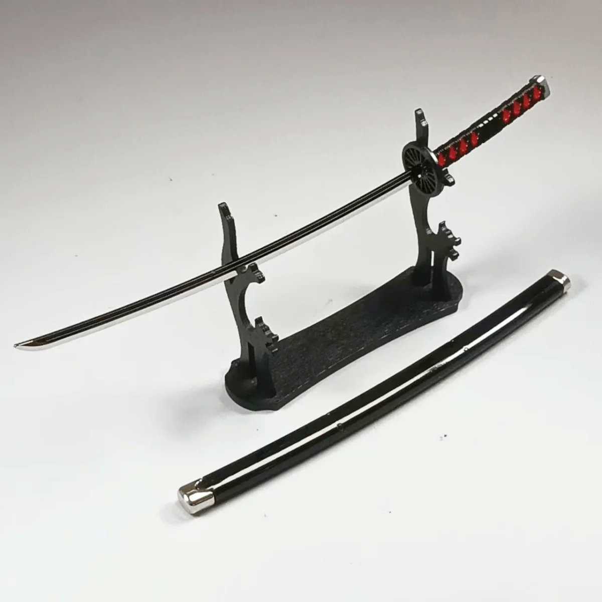 Épée Katana en métal Demon Slayer Kamado Tanjirou, 9.8 pouces, sabre de samouraï Ninja, sabre Katana japonais, accessoires de Cosplay, jouet accessoire