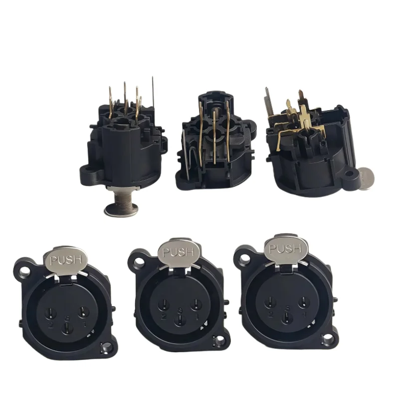 2Pcs Gold XLR 3Pin Female Socket Right Angle Chassis PCB Panel Connector for MIC Stage Audio Device